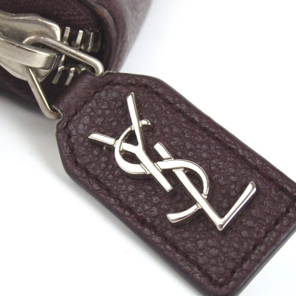 Authentic SAINT LAURENT CEP414680 0117 logo zip around purse leather [Used] - Picture 9 of 15